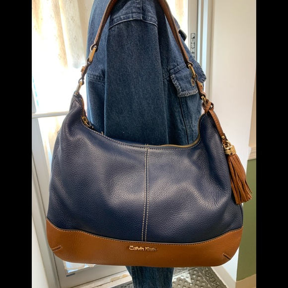 Calvin Klein Handbags - Calvin Klein Colorblocked Pebble Leather Hobo Bag